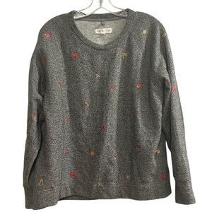 Lou & Grey‎ Women's Gray Heart Emoji Fleeceback Crew Neck Sweatshirt Size L